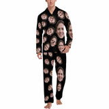Custom Face Black & Blue & Red Persoanlized Sleepwear Men's Long Pajama Set