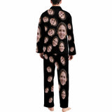 Custom Face Black & Blue & Red Persoanlized Sleepwear Men's Long Pajama Set
