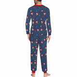 Custom Face Christmas Hat LED Lights Sleepwear Personalized Family Slumber Party Matching Long Sleeve Pajamas Set