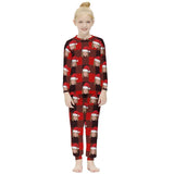 Personalized Family Matching Long Sleeve Pajamas Set Custom Face Red Grid Pajamas Nightwear