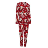 Custom Face Christmas Hat Snowflakes Nightwear Personalized Women's Slumber Party Crewneck Long Pajamas Set