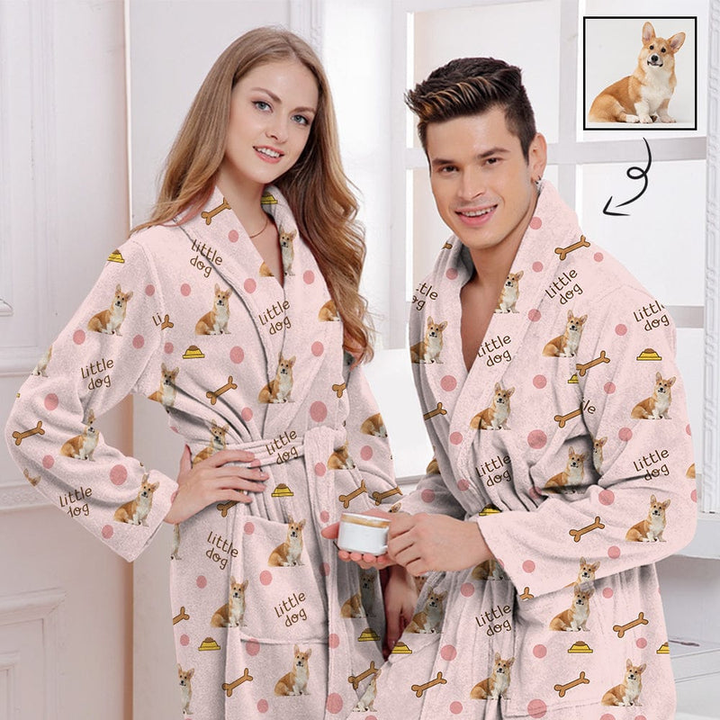 Custom Face Fleece Robe Pink Personalized All Over Pajama Kimono Robe