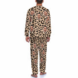 Custom Face Leopard Men's Pajamas Personalized Photo Sleepwear Sets Funny Nightwear for Him