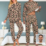 Leopard Pajamas Personalized Photo Sleepwear Sets Nightwear for Him