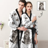 Custom Face Long Sleeve Belted Night Robe Pictures Pajama Kimono Robe