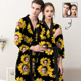 Custom Face Night Robe Sunflower Personalized Pajama Kimono Robe