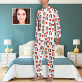 Custom Face Love Heart Girlfriend White Men's Pajamas Personalized Funny Nightwear Long Sleeve for Him