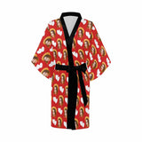 Custom Face Love Heart Red Women's Summer Short Pajamas Personalized Photo Pajamas Kimono Robe