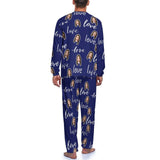 Custom Face Men's Long Sleeve Crewneck Pajamas Set Love Letters Personalized Sleepwear Sets