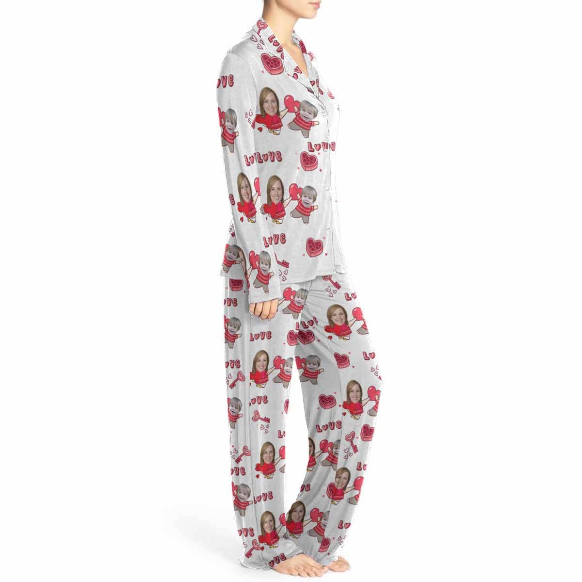 Custom Face Love MOM & BABY Women's Long Pajama Set Mother's Day & Birthday Gift