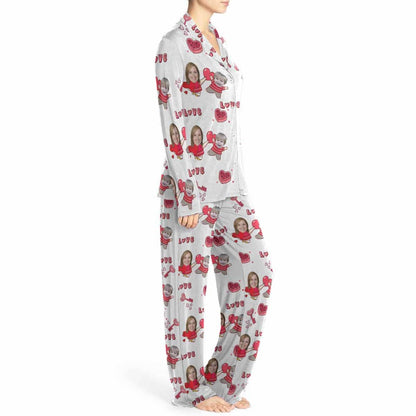 Custom Face Love MOM & BABY Women's Long Pajama Set Mother's Day & Birthday Gift