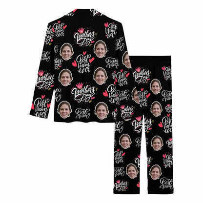 Custom Face Love MOM Women's Long Pajama Set Mother's Day & Birthday Gift