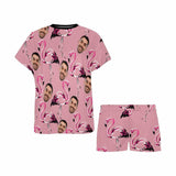 Custom Face Pajamas Flamingo Sleepwear Personalized Women's Short Pajama Set Nightwear Gift