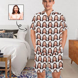 Custom Face Pajamas Surprise Seamless Loungewear Personalized Men's V-Neck Short Sleeve Pajama Set Photo Gifts Birthday