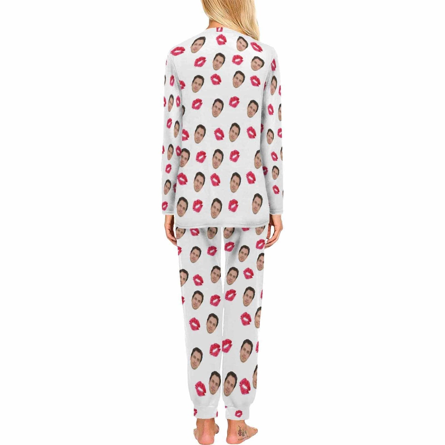 Custom Face Red Lips All Over Print Pajama Set&Couple Matching Pajamas Personalized Photo Pajama Set Sleepwear