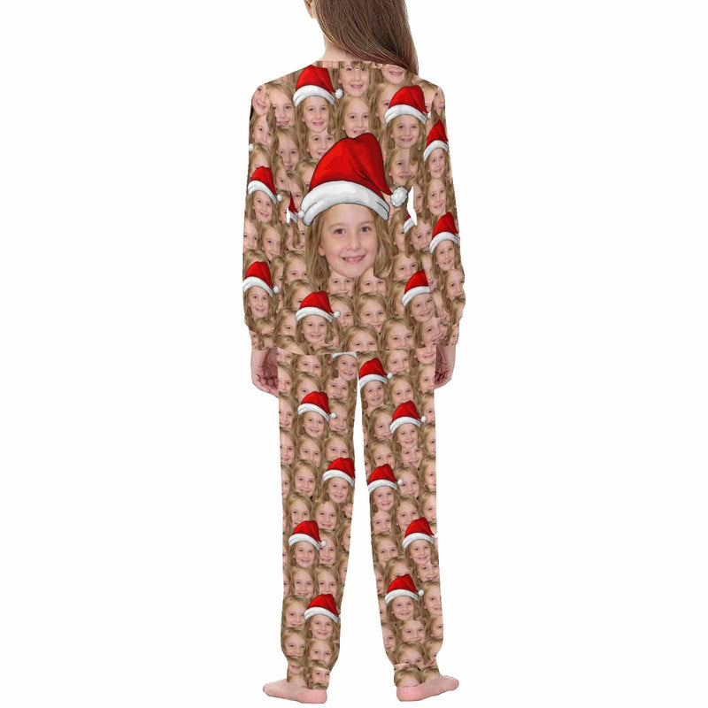 Discount - limited time Custom Face Seamless Christmas Hat Sleepwear Personalized Family Slumber Party Matching Long Sleeve Pajamas Set