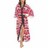 Custom Face Women's Long Pajamas Red Personalized Photo Long Pajamas Kimono Robe for Christmas