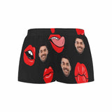 Custom Face Women's Pajama Shorts Personalized Red Lips Sleepwear Shorts