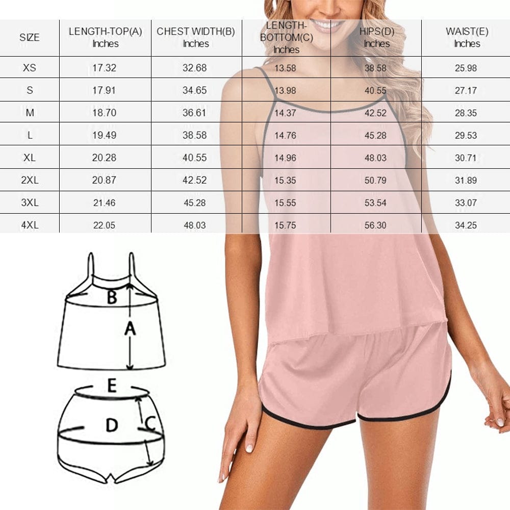 Custom Husband Face Cami Pajamas With Pink Starry Sky Personalized Women's Sleepwear Set