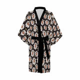Custom Husband Face Chrysanthemum Women's Summer Short Pajamas Funny Personalized Photo Pajamas Kimono Robe