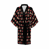 Custom Husband Face Lip Black Women's Summer Short Sleepwear Funny Personalized Photo Pajamas Kimono Robe