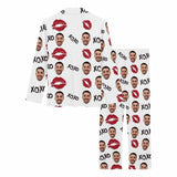 Custom Husband Face Nightwear Personalized XOXO Red Lips Women's Pajama Set For Wife or Girlfriend