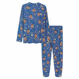 Custom Pajamas with Faces Blue Starry Sky Sleepwear Personalized Family Matching Long Sleeve Pajamas Set