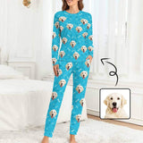 Personalized Family Matching Long Sleeve Pajamas Set Custom Face Paw & Bone Nightwear Sleepwear
