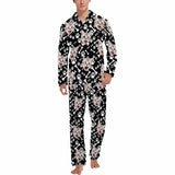 Custom Pet Face Lovely Cat Blue Black Persoanlized Sleepwear Men's Long Pajama Set