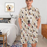 Custom Pet Face Pajamas Personalized My Lovely Dog Men's V-Neck Short Sleeve Pajama Set Funny Gift