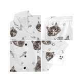 Custom Pet Matching Pajamas Personalized Face Dog&Cat Couple Matching V-Neck Short Pajama Set Gifts for Couples