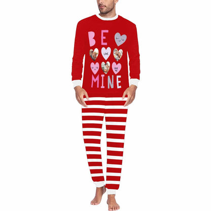 Custom Photo Be Mine Couple Matching Pajamas Personalized Photo Sleepwear Sets Funny Gift