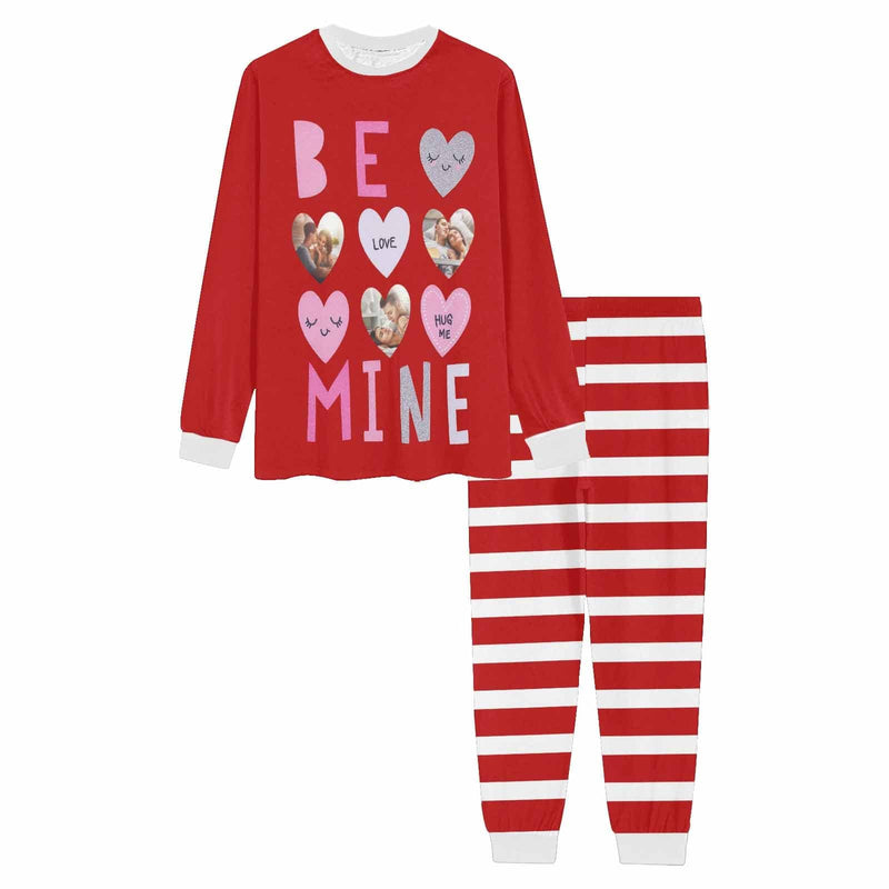 Custom Photo Be Mine Couple Matching Pajamas Personalized Photo Sleepwear Sets Funny Gift