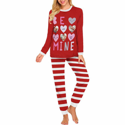 Custom Photo Be Mine Couple Matching Pajamas Personalized Photo Sleepwear Sets Funny Gift