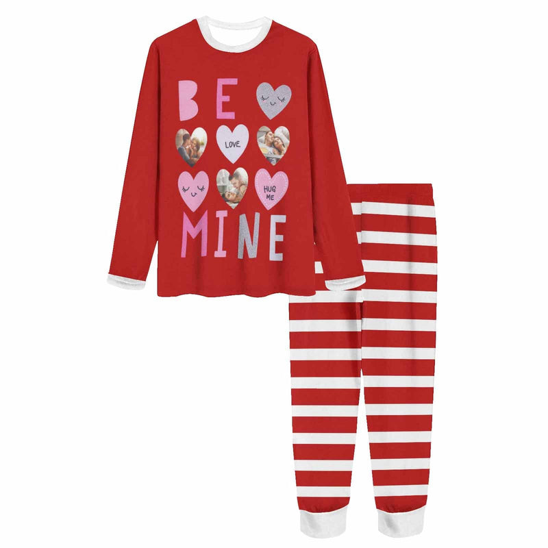 Custom Photo Be Mine Couple Matching Pajamas Personalized Photo Sleepwear Sets Funny Gift