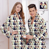 Custom Photo Fleece Robe Sweet Couple Personalized Pajama Kimono Robe