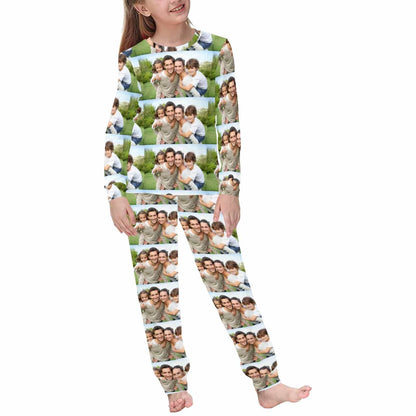 Custom Photo Paved Sleepwear Personalized Family Slumber Party Matching Long Sleeve Pajamas Set