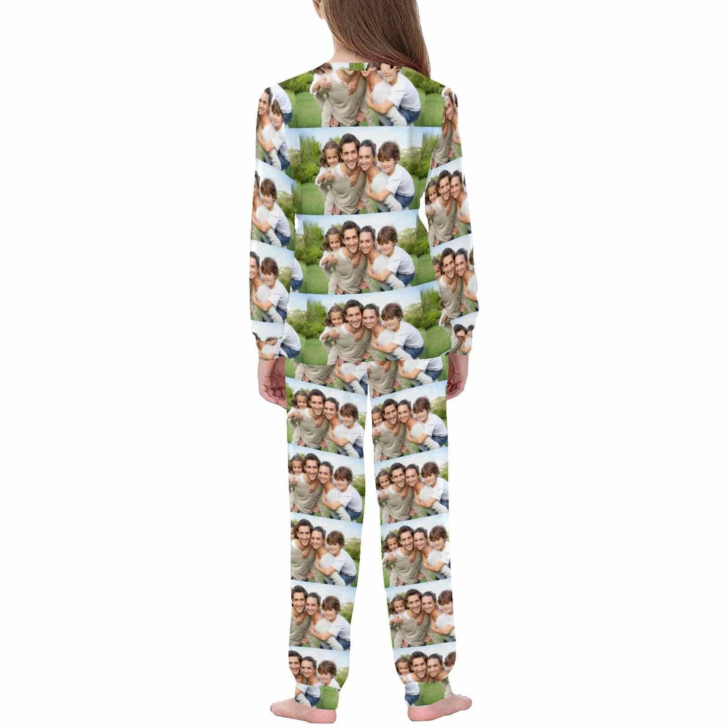 Custom Photo Paved Sleepwear Personalized Family Slumber Party Matching Long Sleeve Pajamas Set