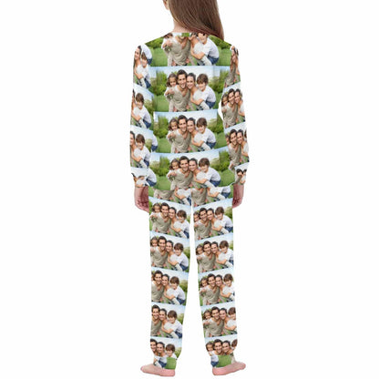 Custom Photo Paved Sleepwear Personalized Family Slumber Party Matching Long Sleeve Pajamas Set