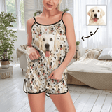 Custom Seamless Face Pajamas Pet Dog Women's Sexy Pajamas Set