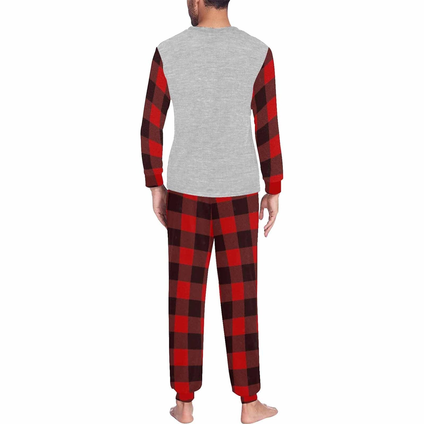 Face Pajamas Custom Face Red Plaid Red Christmas Hat Family Matching Long Sleeve Pajama Set Personalized Photo Loungewear