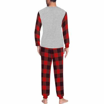 Face Pajamas Custom Face Red Plaid Red Christmas Hat Family Matching Long Sleeve Pajama Set Personalized Photo Loungewear