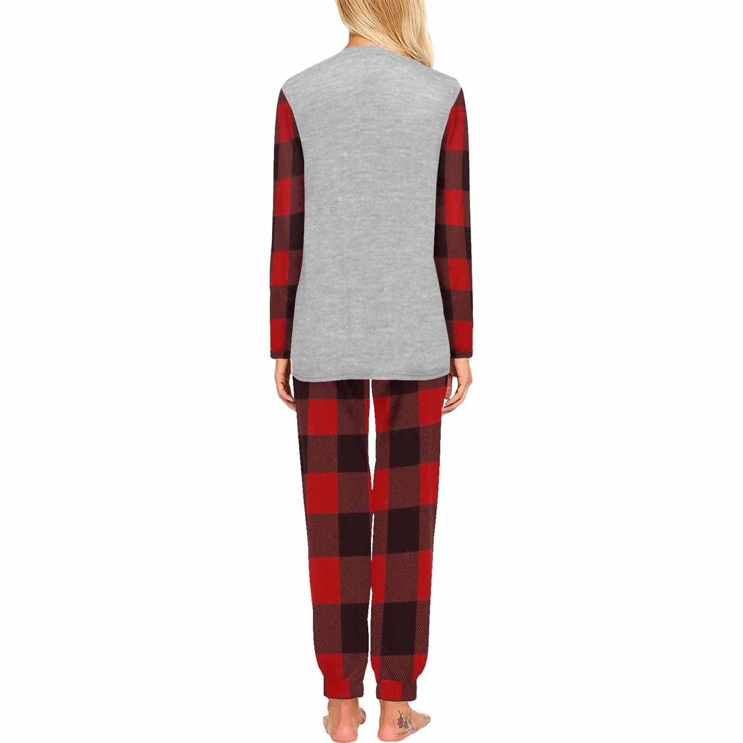 Face Pajamas Custom Face Red Plaid Red Christmas Hat Family Matching Long Sleeve Pajama Set Personalized Photo Loungewear