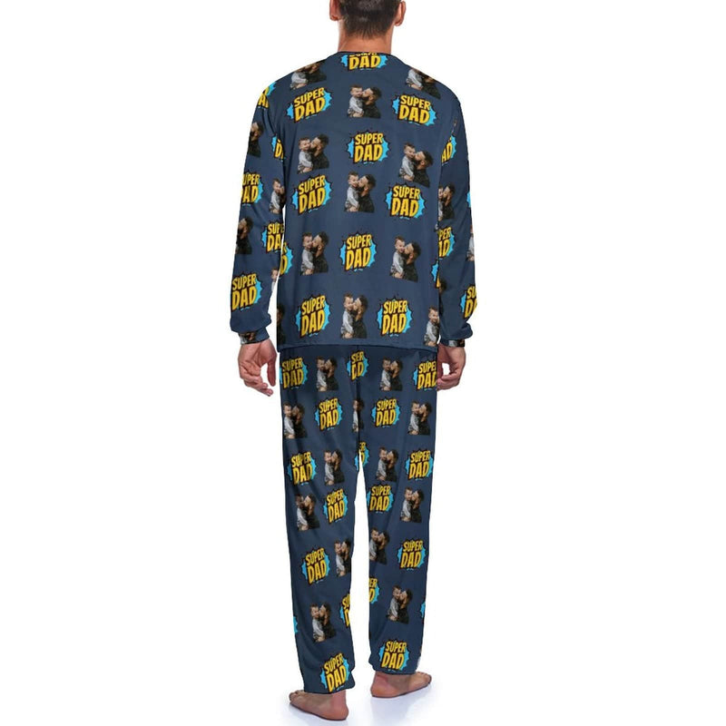 Father's Loungewear Custom Photo Super Dad Men's Pajamas Personalized Photo Pajama Set for Him