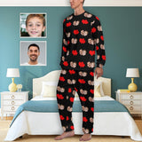 Father's Photo Pajamas Custom Face Dad Love Kids Love Heart Men's Pajamas Personalized Pajama Set Funny Long Sleeve Nightwear