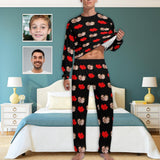 Father's Photo Pajamas Custom Face Dad Love Kids Love Heart Men's Pajamas Personalized Pajama Set Funny Long Sleeve Nightwear