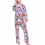 Kid's Pajamas Purple Custom Sleepwear with Face Little Monster Personalized Halloween Pajama Set For Boys&Girls 2-15Y