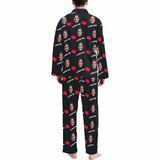 Persoanlized Sleepwear Custom Girfriend's Face Love Heart Men's Long Pajama Set