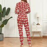 Personalized Love Heart Pajamas Loungewear Custom Face Family Matching Long Sleeve Pajama Set