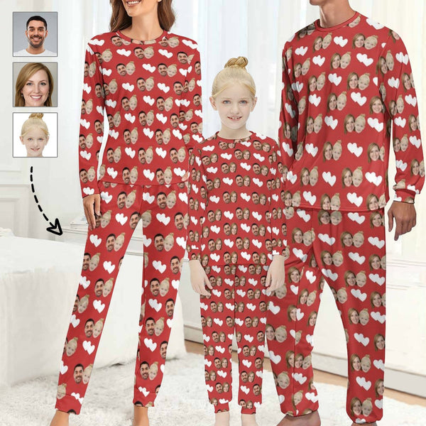 Personalized Love Heart Pajamas Family Matching Long Sleeve Pajama Set